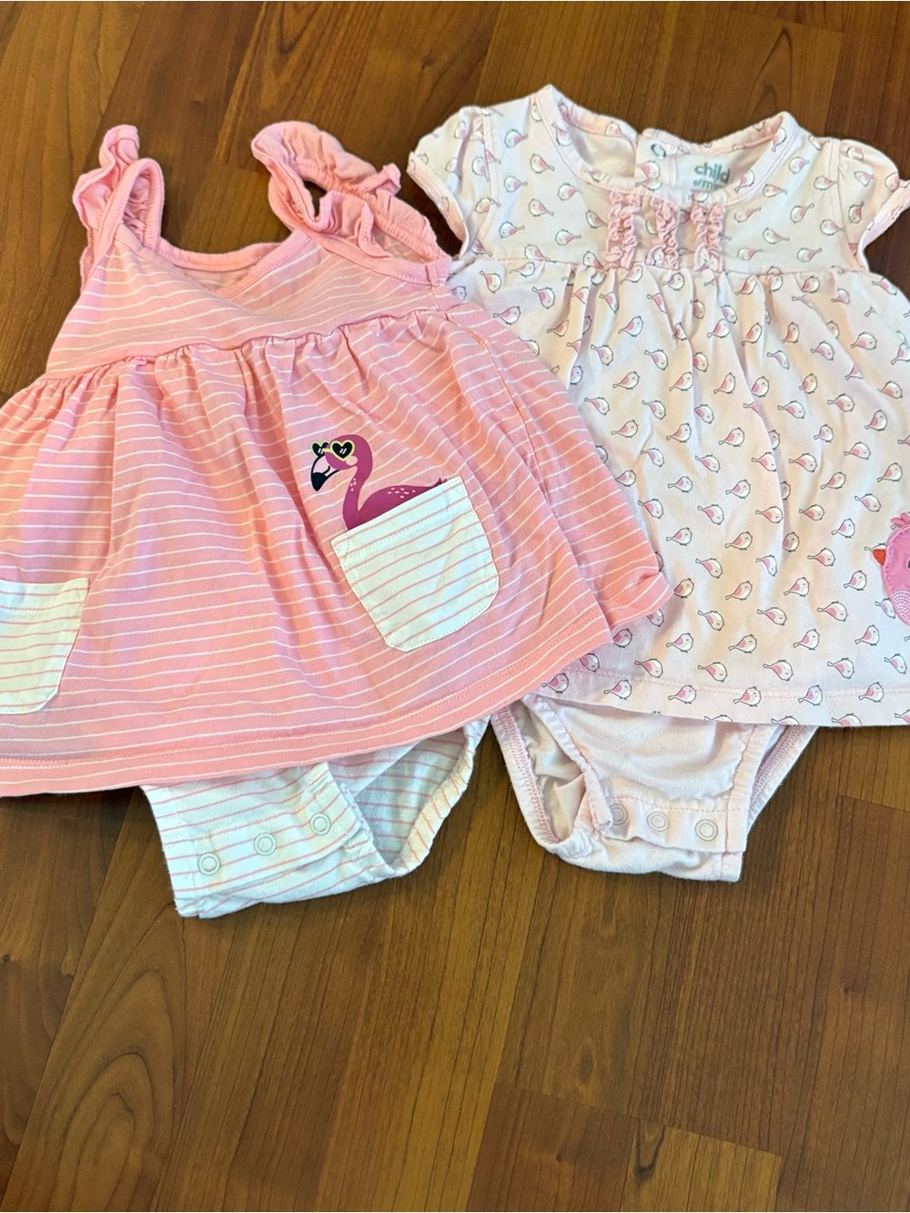 Carter's Light Pink Flamingo Print Baby Romper Set